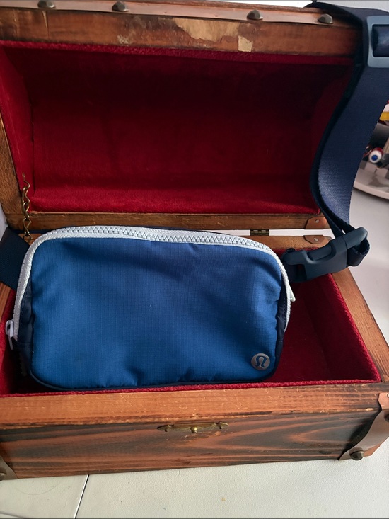 lululemon athletica Handbags - lululemon athletica Navy Blue Waist Pack with Light Blue Trim
